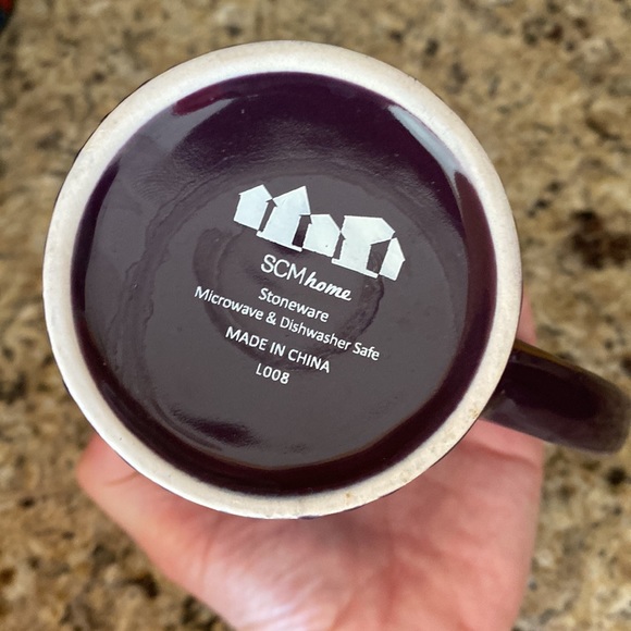 NWOT: SCM Home Design Stoneware: 16oz Coffee Cup Purple and Cream - Picture 4 of 4